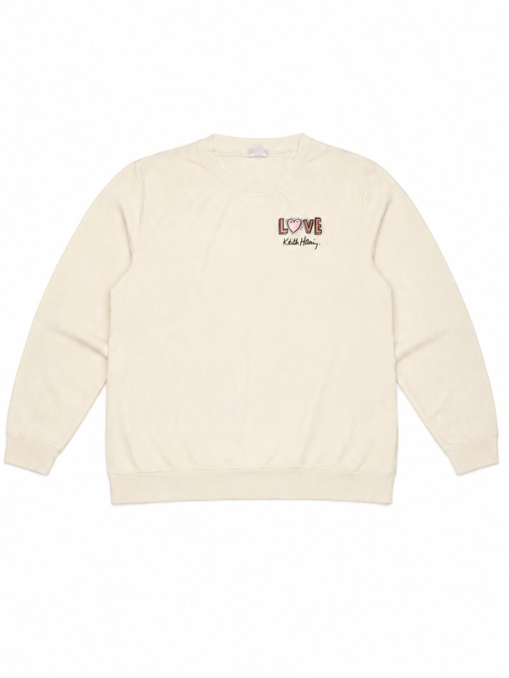 Keith Haring Pop Art Graphic Sweatshirt Cream Multicolor Unisex XL